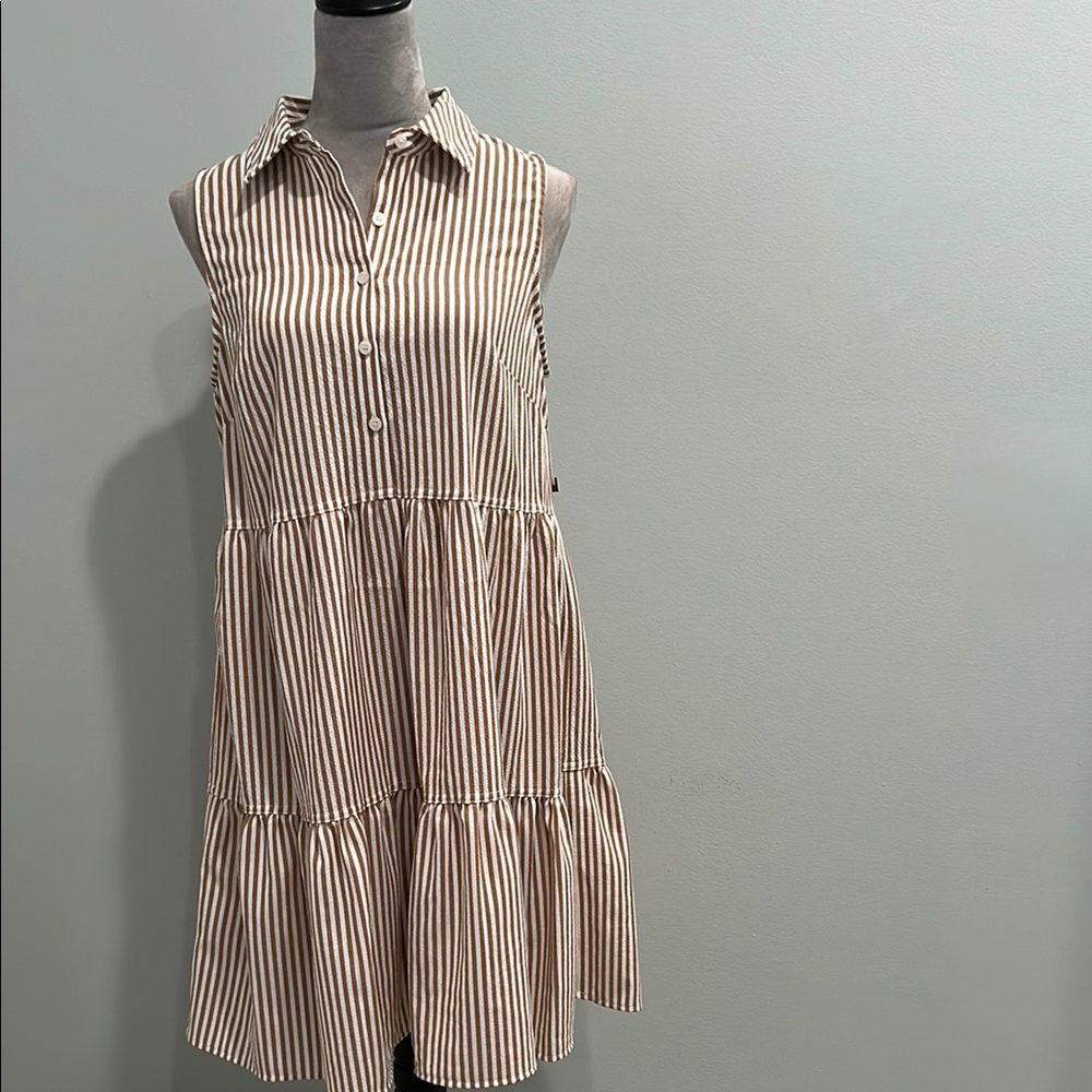Tommy Hilfiger Sleeveless Striped Tiered Dress